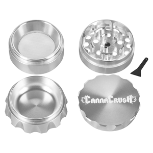 CannaCrush - 4-Piece Grooved Grinder - 2" Silver